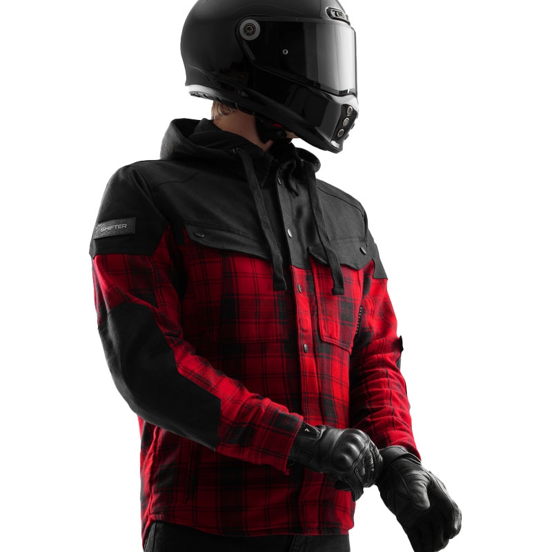 Tricou motociclist Rebelhorn Shifter negru-roșu
