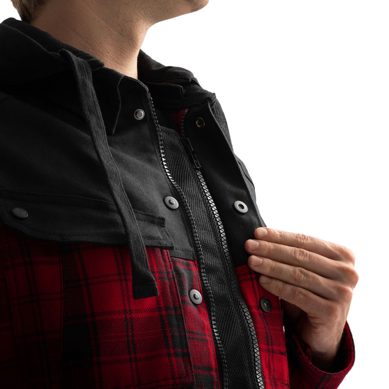 Tricou motociclist Rebelhorn Shifter negru-roșu