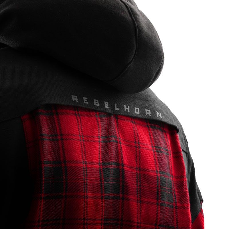 Tricou motociclist Rebelhorn Shifter negru-roșu