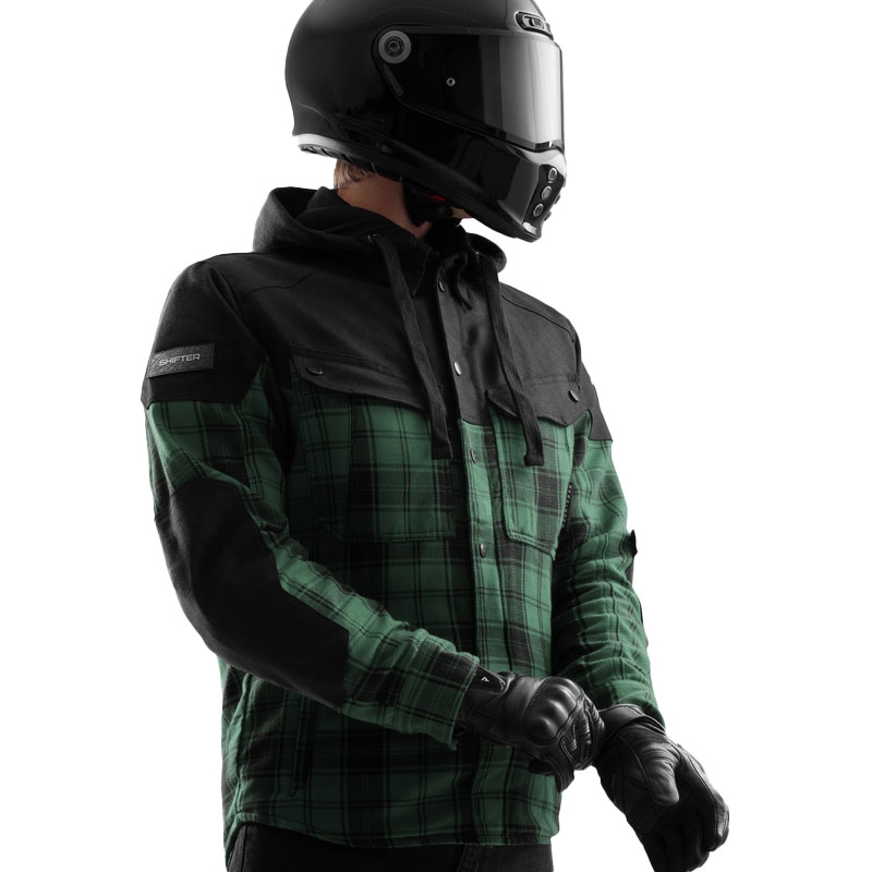 Cămașă moto Rebelhorn Shifter negru-verde