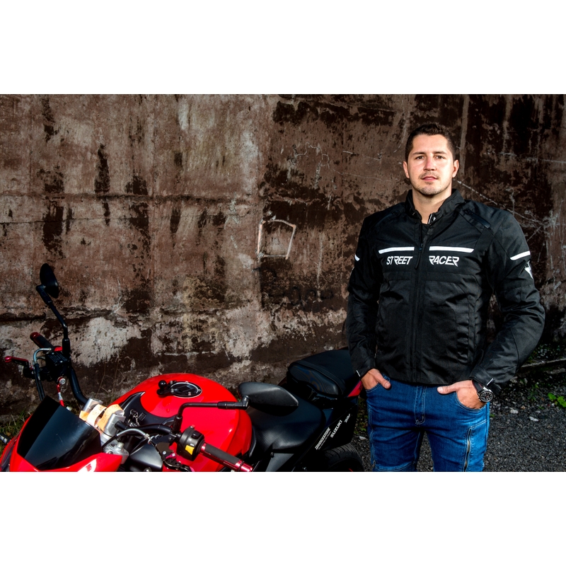 Geacă moto Street Racer Definit negru-alb lichidare