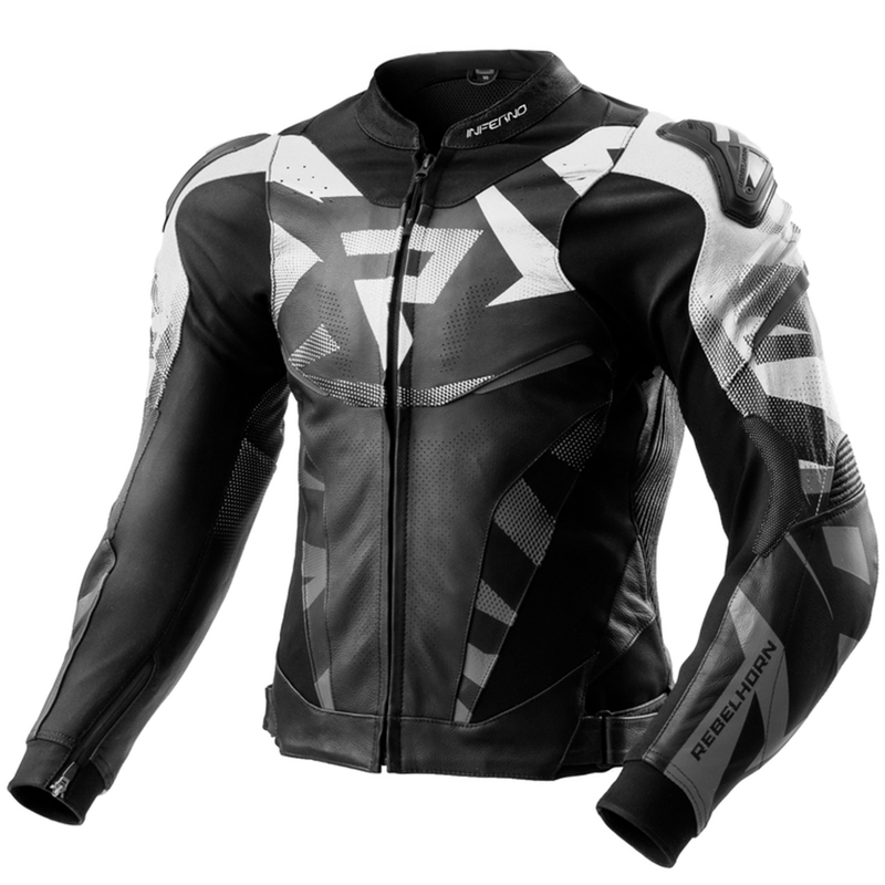 Geacă de motocicletă din piele Rebelhorn Inferno negru-alb