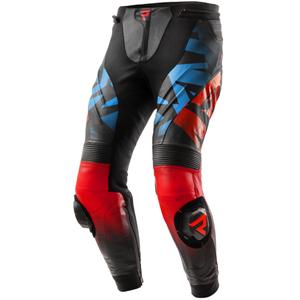 Pantaloni moto din piele Rebelhorn Inferno negru-albastru-alb-rosu