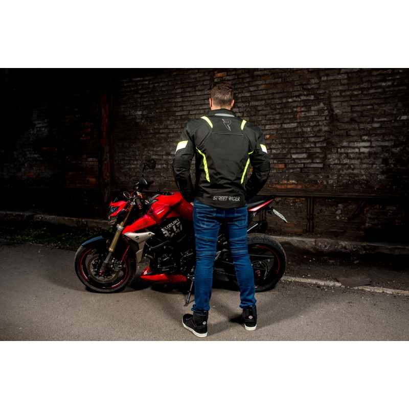Geacă moto Street Racer Cyclone negru-galben fluorescent lichidare