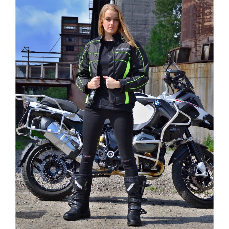 Jacheta de motociclete pentru femei RSA SW-01 negru-fluo galben lichidare