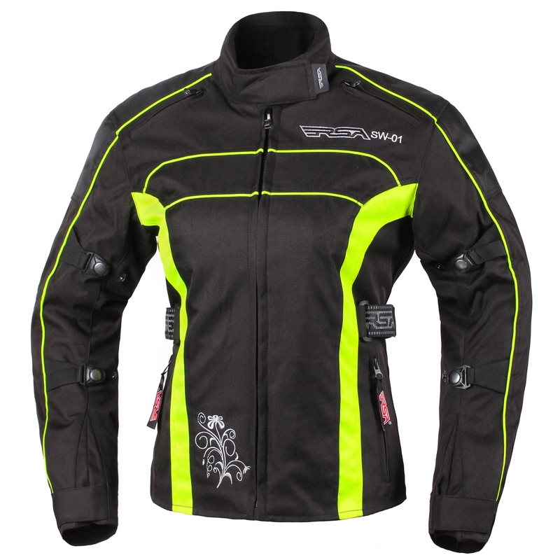 Jacheta de motociclete pentru femei RSA SW-01 negru-fluo galben lichidare