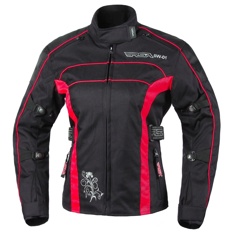 Jacheta de motociclete pentru femei RSA SW-01 negru-roșu výprodej lichidare