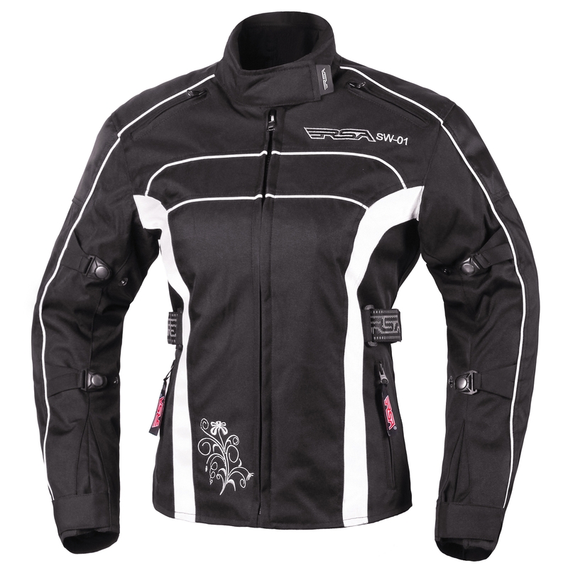 Jacheta de motociclete pentru femei RSA SW-01 negru și alb výprodej lichidare