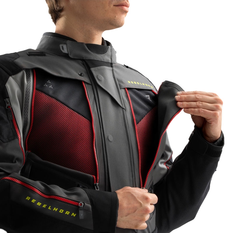 Geacă moto Rebelhorn Hardy 3.0 antracit-gri-galbenă