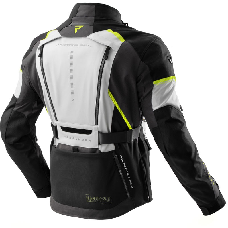 Geacă moto Rebelhorn Hardy 3.0 negru-gri-galben fluo