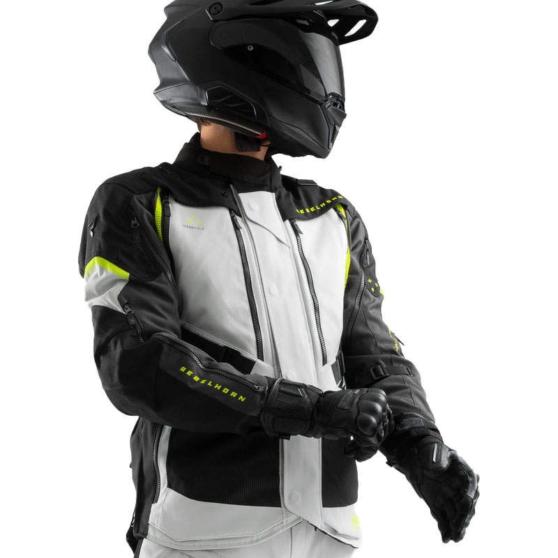 Geacă moto Rebelhorn Hardy 3.0 negru-gri-galben fluo