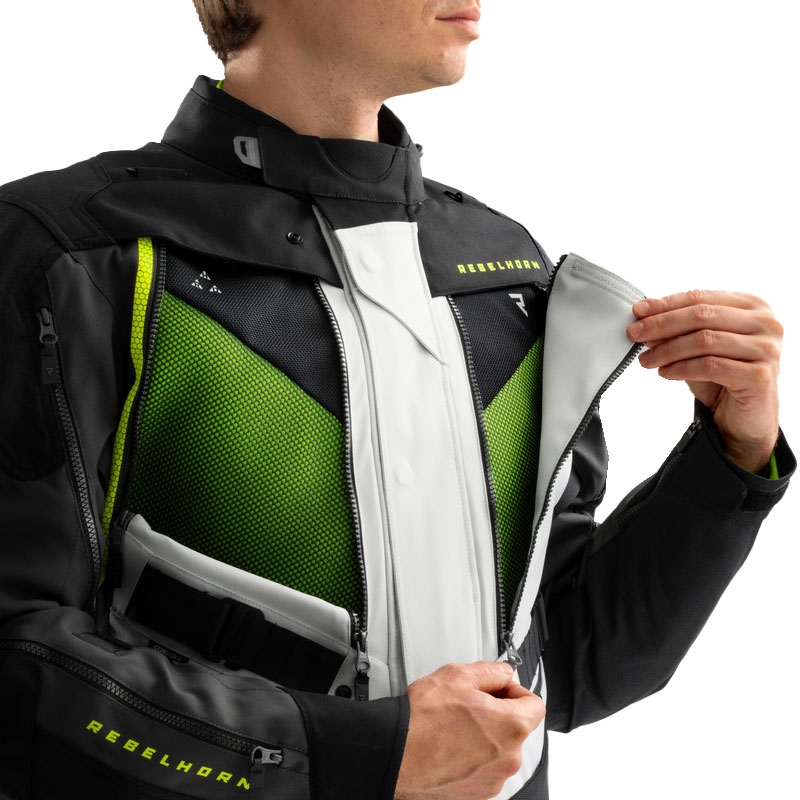 Geacă moto Rebelhorn Hardy 3.0 negru-gri-galben fluo