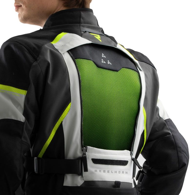 Geacă moto Rebelhorn Hardy 3.0 negru-gri-galben fluo