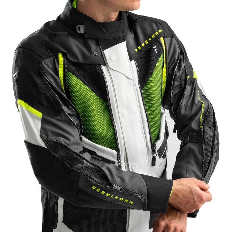 Geacă moto Rebelhorn Hardy 3.0 negru-gri-galben fluo