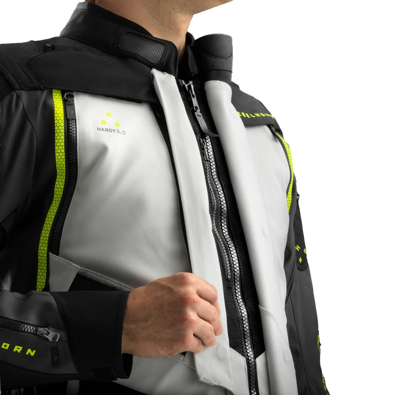 Geacă moto Rebelhorn Hardy 3.0 negru-gri-galben fluo