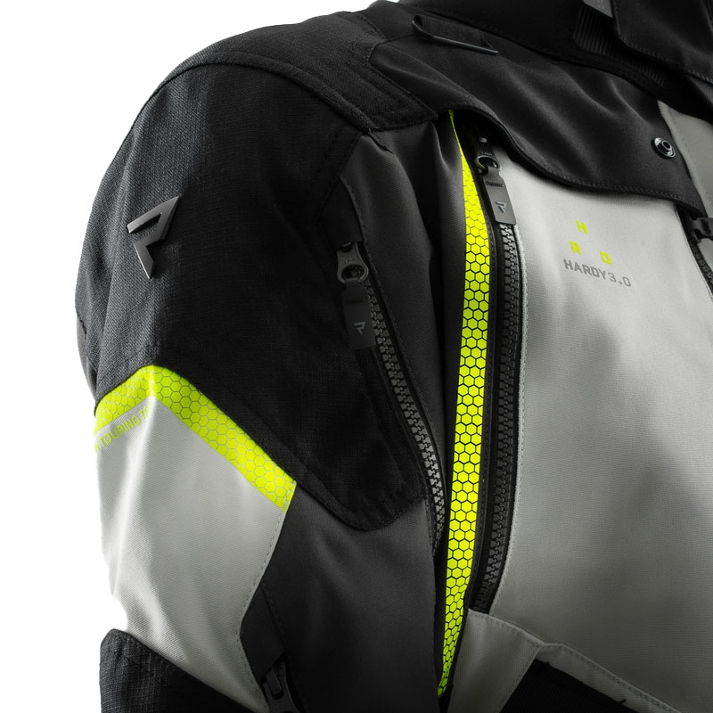 Geacă moto Rebelhorn Hardy 3.0 negru-gri-galben fluo