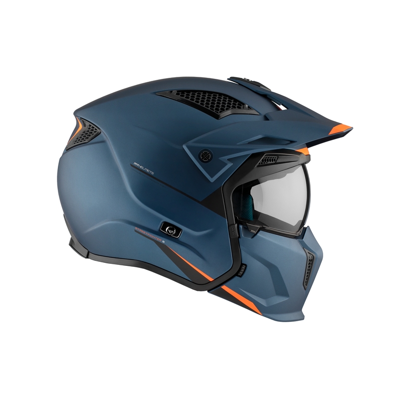 Casca deschisa cu masca MT Streetfighter SV S Solid A7 albastru mat cu vizor iridium