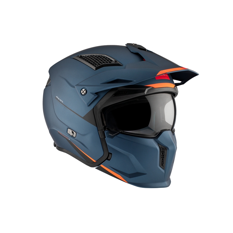 Casca deschisa cu masca MT Streetfighter SV S Solid A7 albastru mat cu vizor iridium