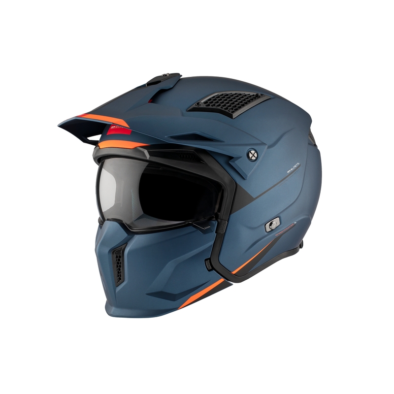 Casca deschisa cu masca MT Streetfighter SV S Solid A7 albastru mat cu vizor iridium