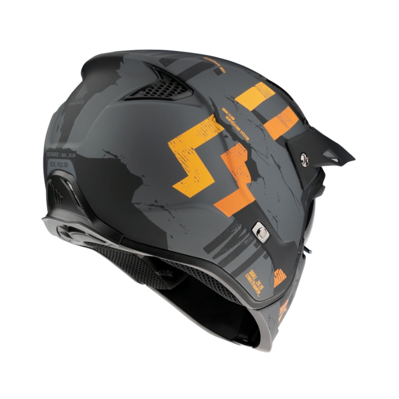 Casca deschisa cu masca MT Streetfighter Skull 2020 gri-portocaliu cu vizor iridium