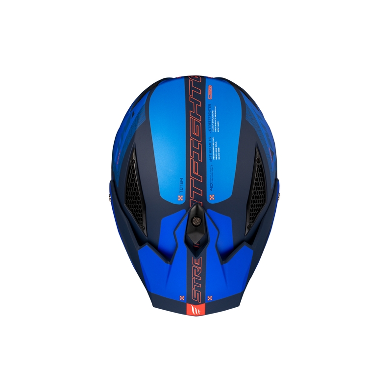 Casca deschisa cu masca MT Streetfighter SV Totem C17 alb-albastru cu vizor iridium