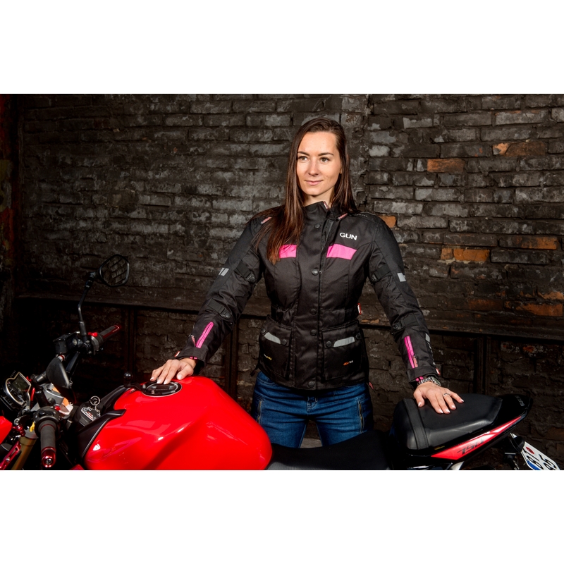 Jachetă de motocicletă pentru femei RSA Gun negru și roz lichidare