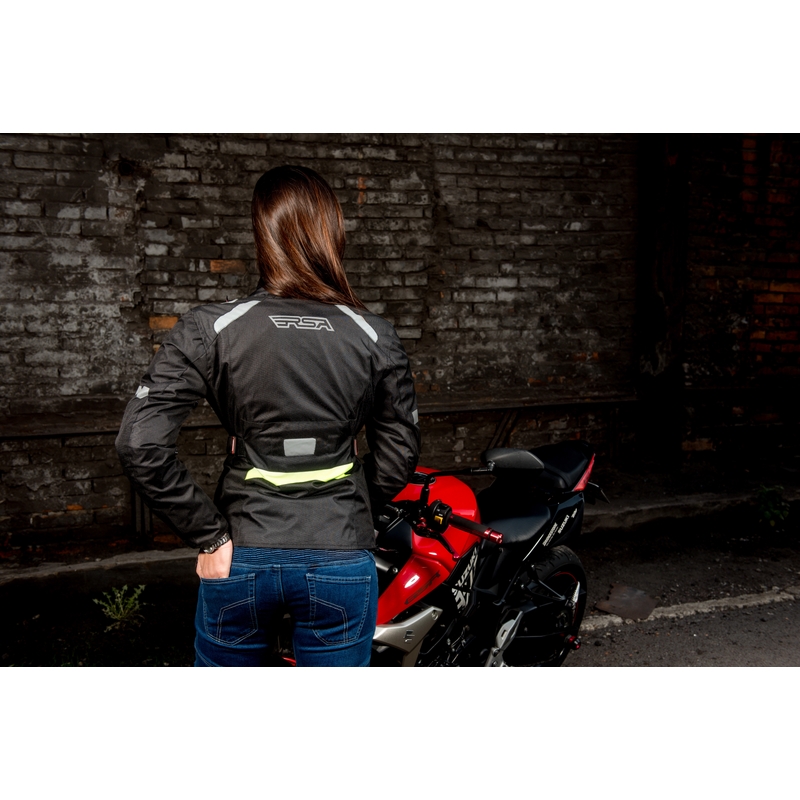 Jacheta de motociclete pentru femei RSA Gun negru-fluo galben výprodej lichidare
