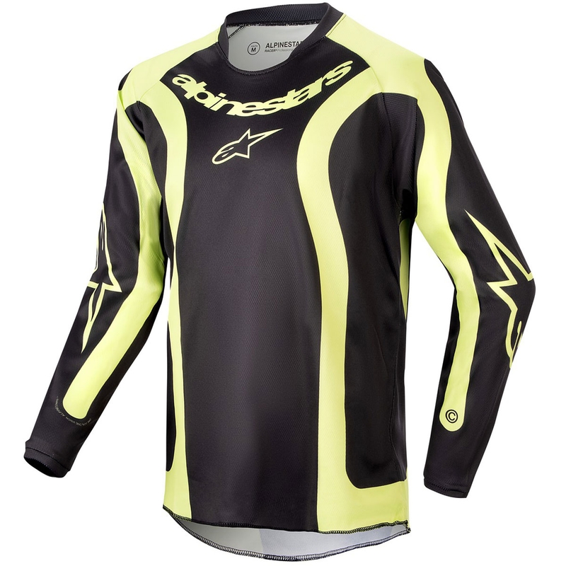 Tricou Motocross Alpinestars Racer Lurv Copii Negru-Galben Fluo