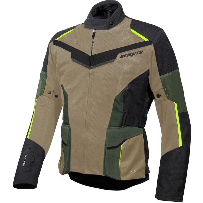 Geacă de motocicletă Seventy Degrees SD-JT70 Atacama-verde-nisip-galben fluo