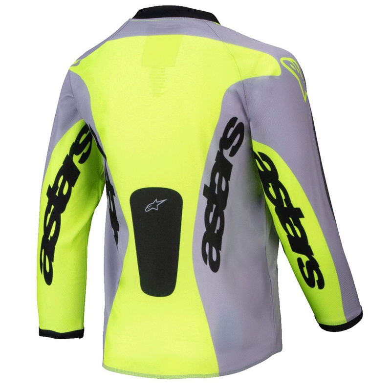 Tricou motocross copii Alpinestars Racer Veil Kids gri-galben fluo