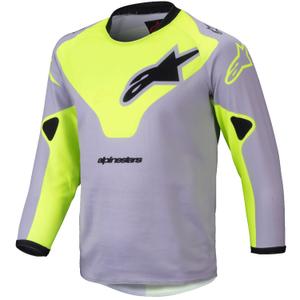 Tricou motocross copii Alpinestars Racer Veil Kids gri-galben fluo