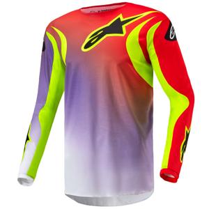 Tricou motocross Alpinestars Fluid Lucent alb-violet-rosu-galben fluor-negru