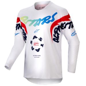 Tricou motocross copii Alpinestars Racer Hana de culoare albă