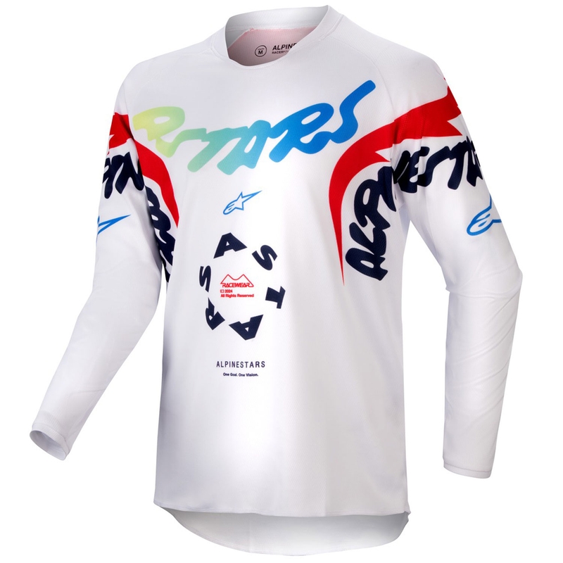 Tricou motocross copii Alpinestars Racer Hana de culoare albă