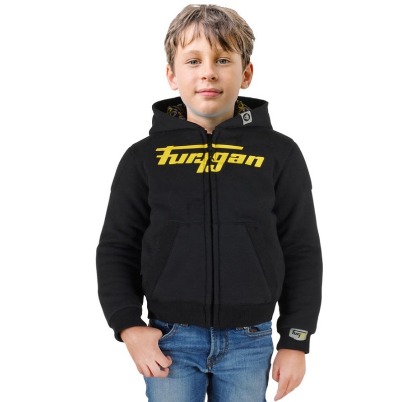 Furygan Luxio Kid - Hanorac negru și galben pentru motociclete