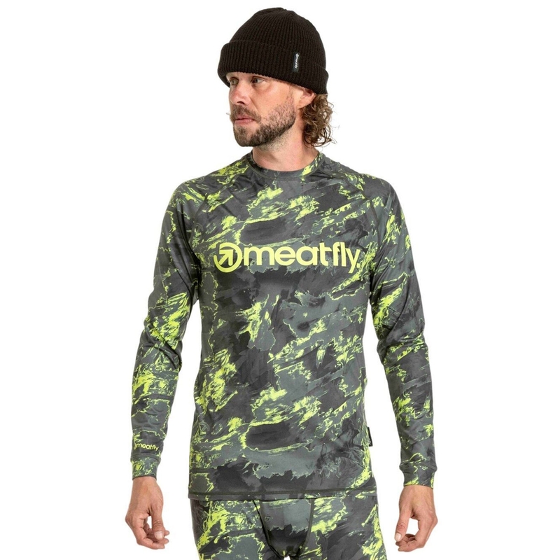Tricou termic pentru bărbați Meatfly Avery camo albastru-verde
