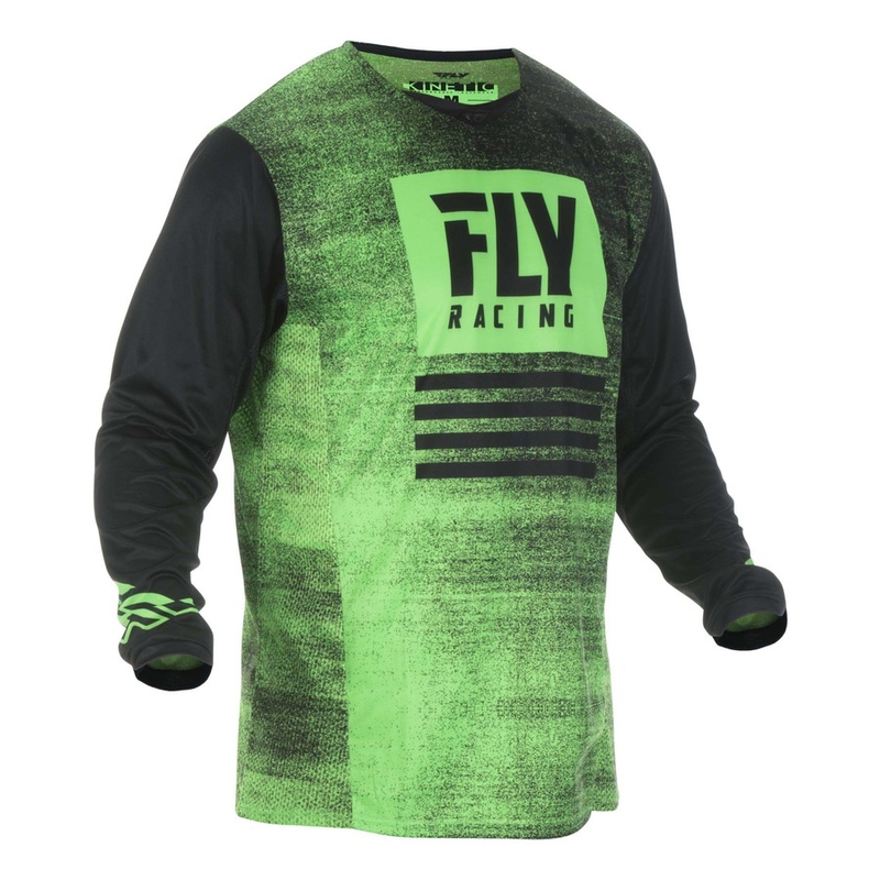 Tricou de motocross FLY Racing Kinetic NOIZ 2019 - SUA negru-fluo verde lichidare