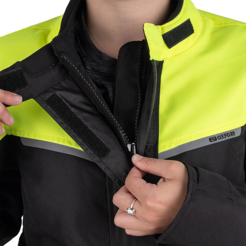 Geaca moto dama Oxford Spartan Long WP negru-galben fluo
