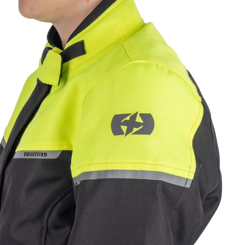 Geaca moto dama Oxford Spartan Long WP negru-galben fluo