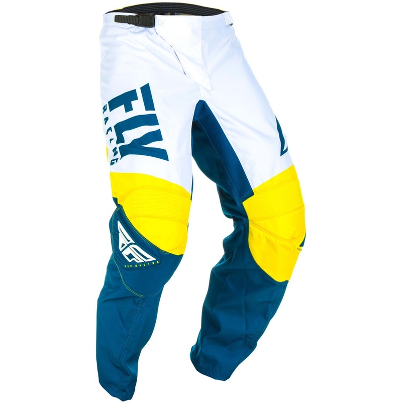 Pantaloni de motocross FLY Racing F-16 2019 - SUA galben-alb-albastru lichidare