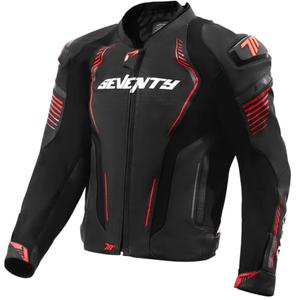 Seventy Degrees SD-JL24 Geacă de motocicletă din piele, negru-roșu