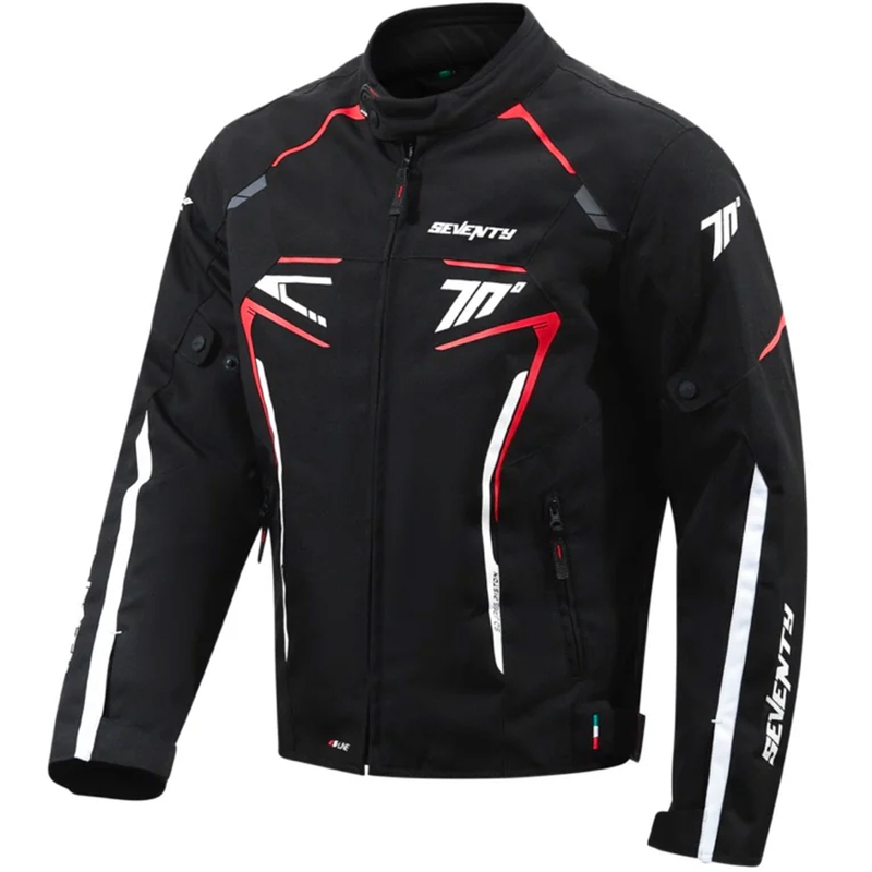 Geacă moto Seventy Degrees SD-JR65 Piston negru-roșu-alb