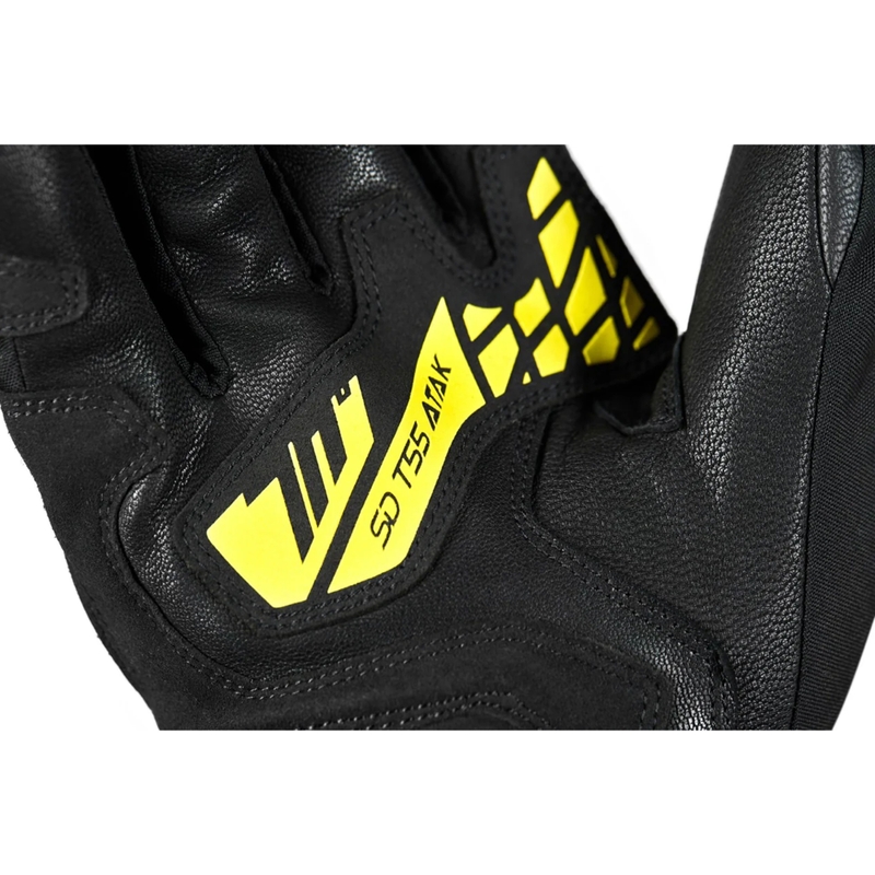 Mănuși de motocicletă Seventy Degrees SD-T55 Atak negru-galben fluo