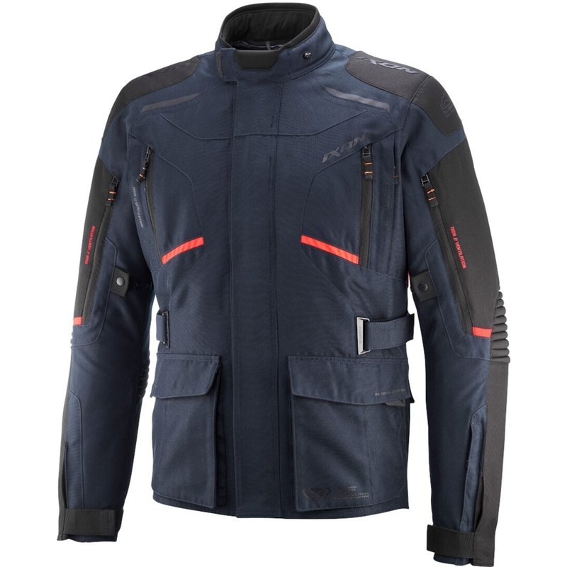 Geaca moto IXON Midgard albastru-rosu fluo