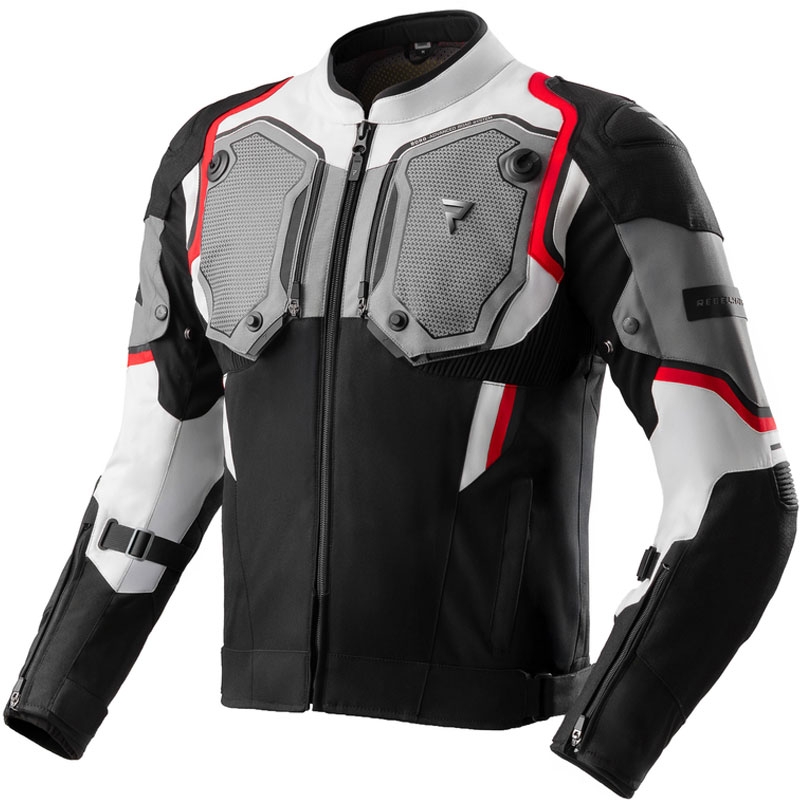 Jachetă de motocicletă Rebelhorn Borg II negru-gri-roșu