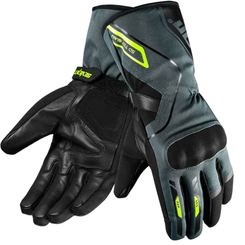 Mănuși motocicletă Seventy Degrees SD-T57 Giau negru-gri-galben fluo