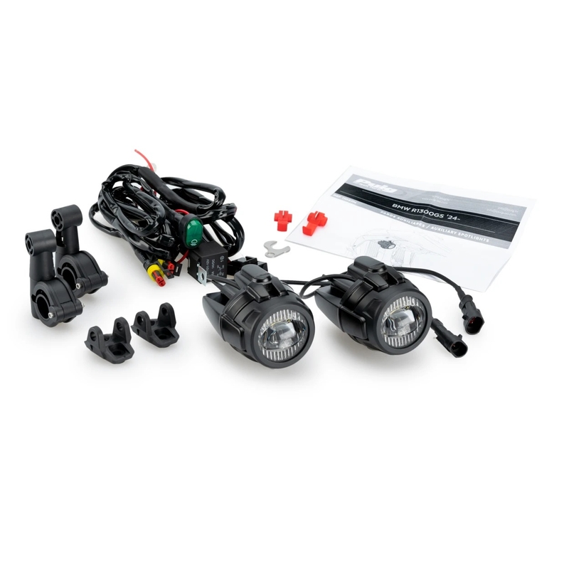 Auxiliary lights PUIG BEAM Negru set with accessories, homologated