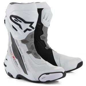 Ghete Motocicletă Alpinestars Supertech R Vented Alb-Gri Deschis-Negru