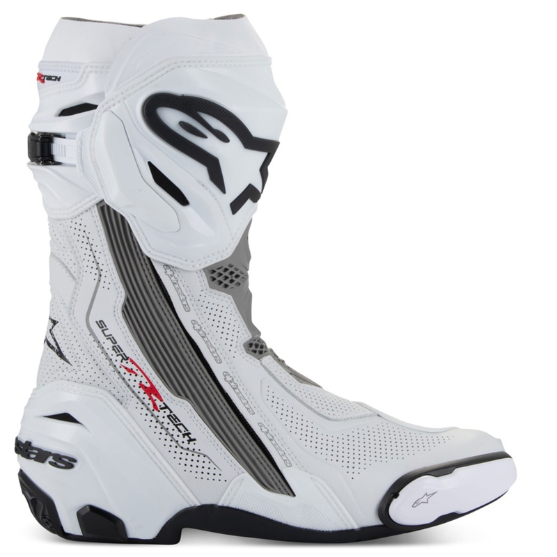 Ghete Motocicletă Alpinestars Supertech R Vented Alb-Gri Deschis-Negru