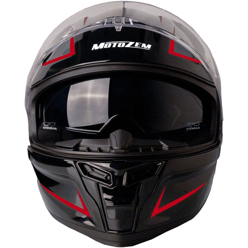 Cască integrală de motocicletă Motozem Guardian negru-roșu - II. calitate